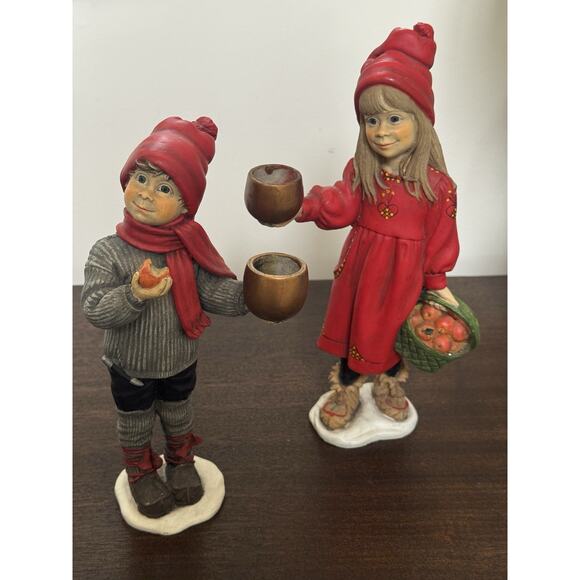 Carl Larsson Britta Apple Girl & Brother Candle Holder Candy Designs Norway - Picture 1 of 16